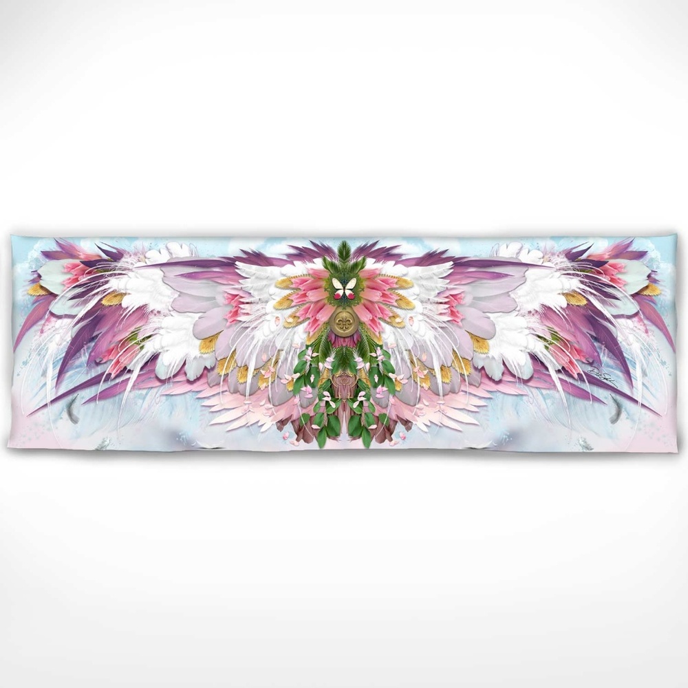 Pink & Lavendar Angel Feather Wings Pure Silk Fantasy Scarf Shawl - Picture 8 of 16